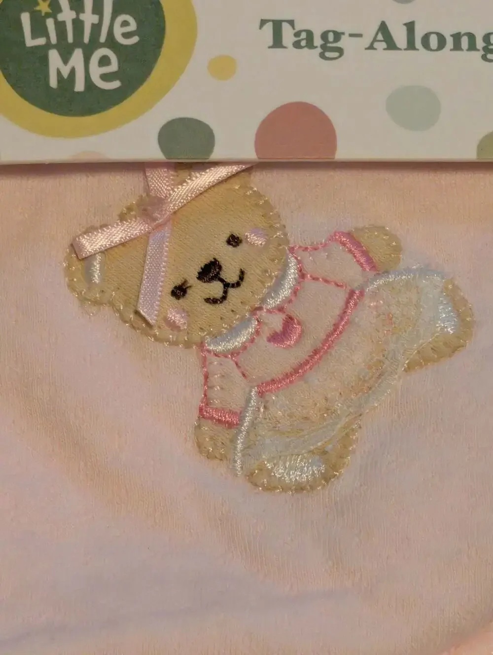 Little Me Baby Girl Pink Tag-Along Blanket and 2-Piece Bib & Burp Set